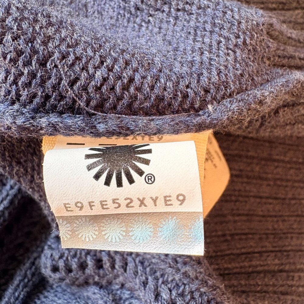 UGG XL Hayley Cardigan Navy Blue Heathered Chunky Cable Knit Sweater Cozy EUC - Picture 8 of 11